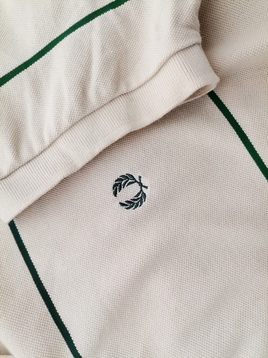 Fred Perry Stl L Färg Beige Ränder Krage Herr Polo Kortärmad Material Bomull 100%