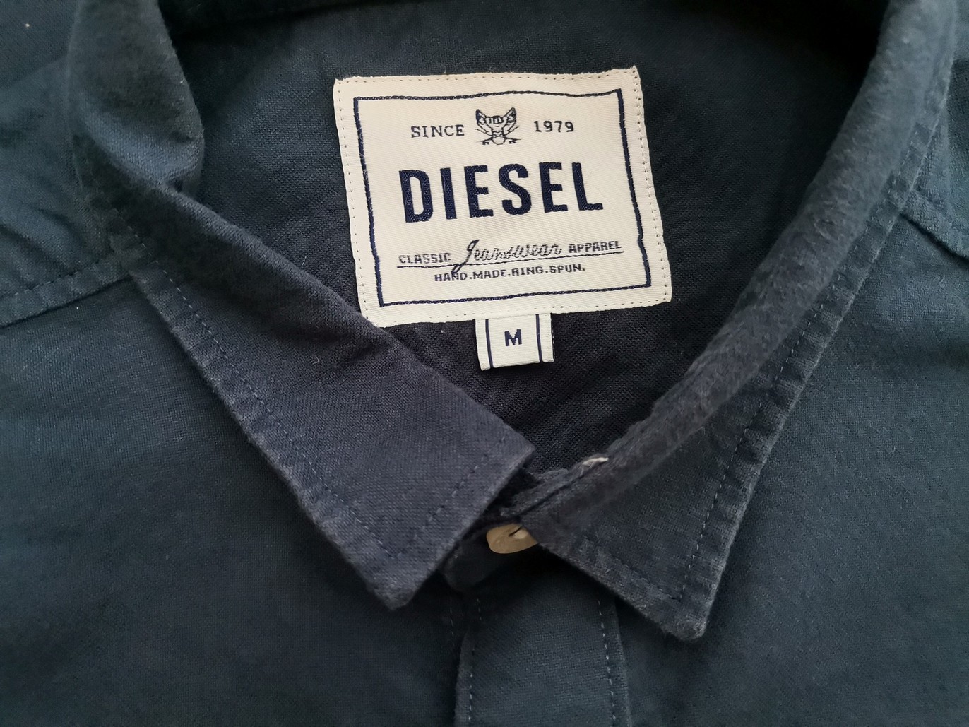 Diesel Stl M Färg Marinblå Krage Herr skjorta, casual Kortärmad Material Bomull 100%