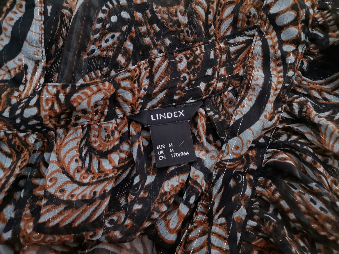 Lindex Stl M Färg Brun Paisley Kvadratisk urringning Blus Långärmad