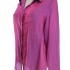 B Vintage Stl 38 Färg Fuchsia Krage Knäppt Skjort Blus Långärmad Material Viskos