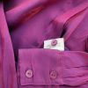 B Vintage Stl 38 Färg Fuchsia Krage Knäppt Skjort Blus Långärmad Material Viskos