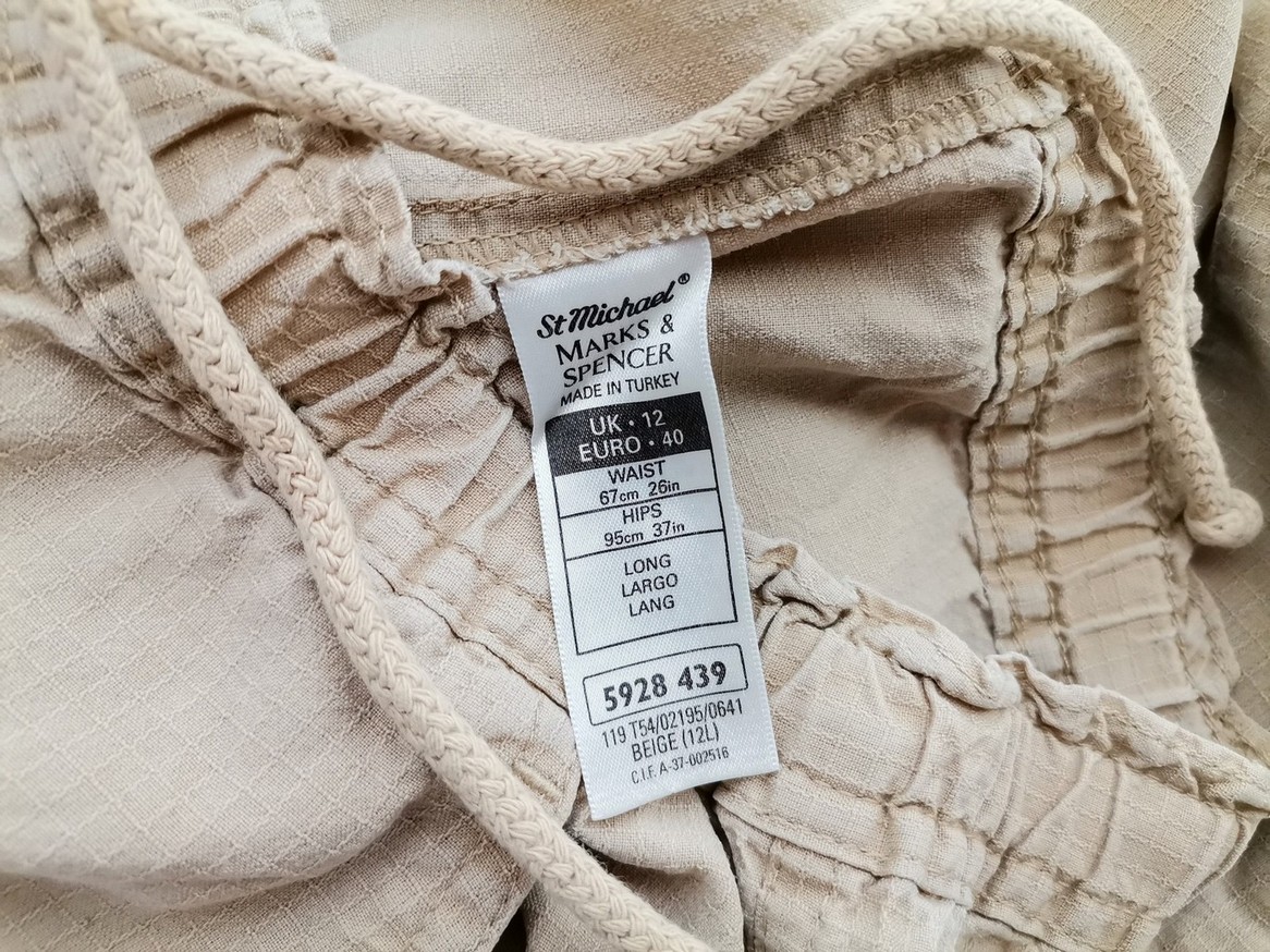 Marks&spencer Stl 12 (40) Färg Beige Casual Byxor Material Lyocell 100%