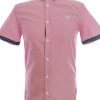 Fred Perry Stl S Färg Rosa Prickar Krage Herr skjorta, casual Kortärmad Material Bomull 100%