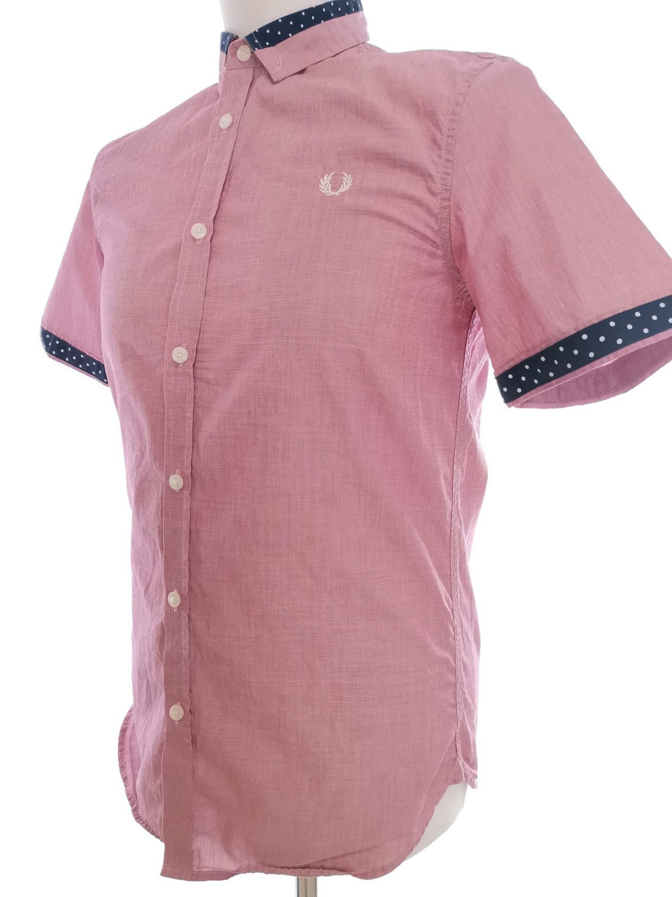 Fred Perry Stl S Färg Rosa Prickar Krage Herr skjorta, casual Kortärmad Material Bomull 100%