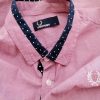 Fred Perry Stl S Färg Rosa Prickar Krage Herr skjorta, casual Kortärmad Material Bomull 100%