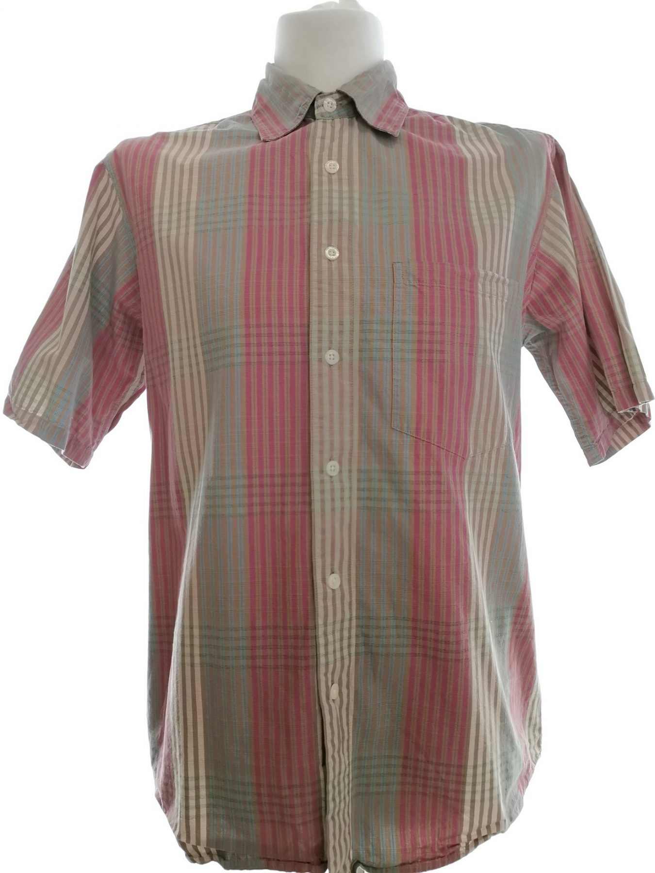 Pepe jeans Stl L Färg Rosa Ränder Krage Herr skjorta, casual Kortärmad Material Bomull 100%