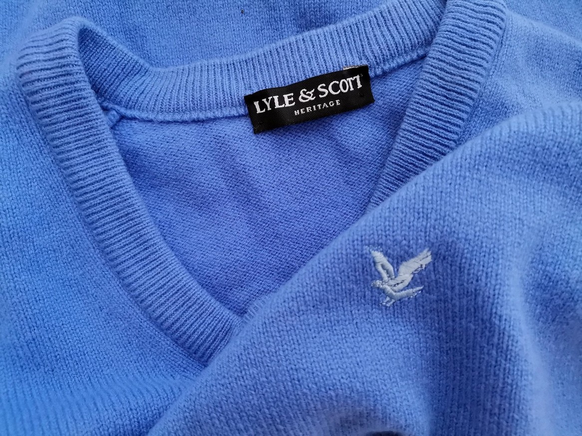 Lyle & Scott Stl M Färg Blå Herr Tröja Långärmad Material Jungfrulig ull 100%