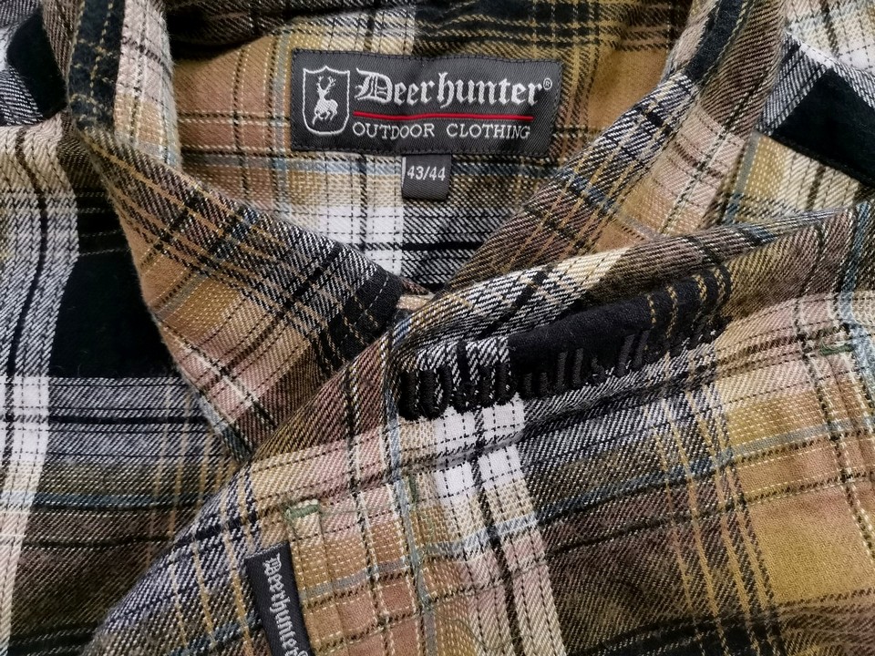 Deerhunter Stl 43/44 Färg Brun Rutigt Krage Herr Skjorta, elegant Långärmad Material Bomull 100%