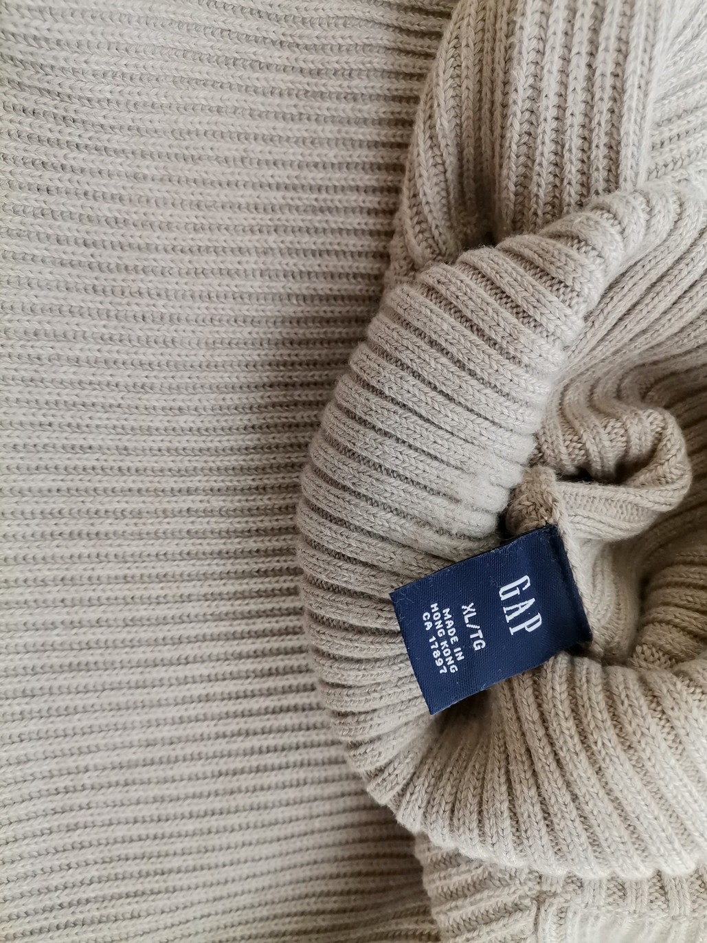 Gap Stl XL Färg Beige Herr Tröja Långärmad Material Bomull 100%