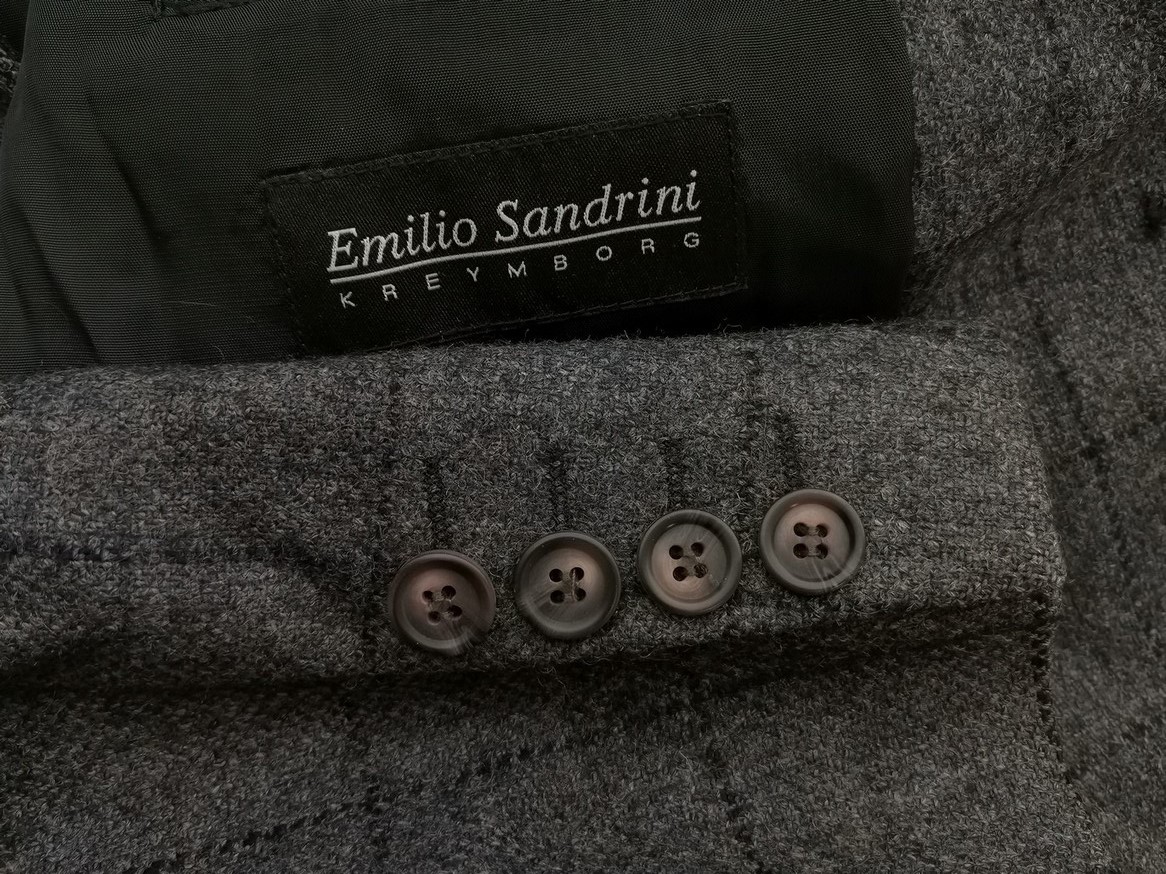 Emilio Sandrini Stl 58 (XL) Färg Grå Rutigt Herr Kavaj Långärmad Material Jungfrulig ull