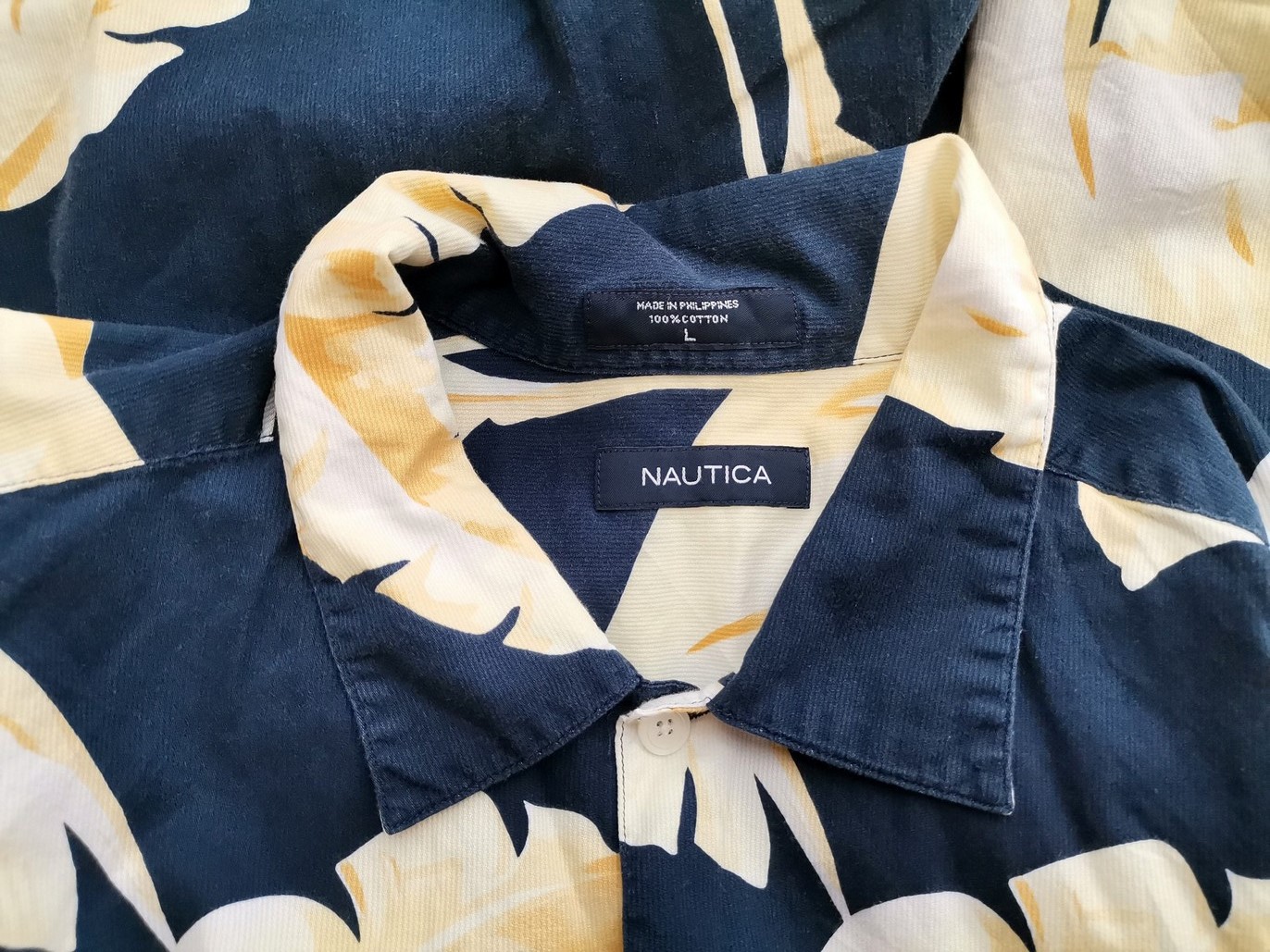 Nautica Stl L Färg Marinblå Krage Herr skjorta, casual Kortärmad Material Bomull 100%