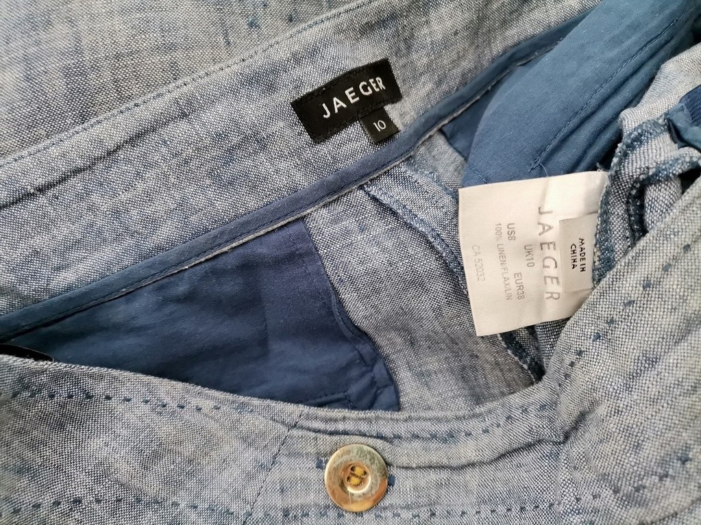 Jaeger Stl 10 (38) Färg Blå Casual Byxor Material Lin 100%