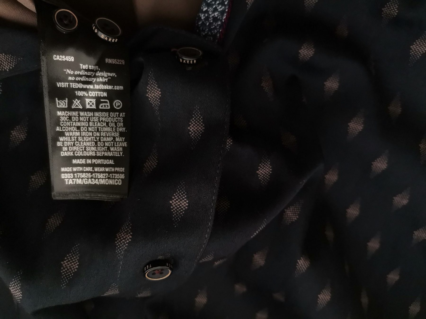 Ted Baker Stl 4 (XL) Färg Marinblå Krage Herr skjorta, casual Långärmad Material Bomull 100%