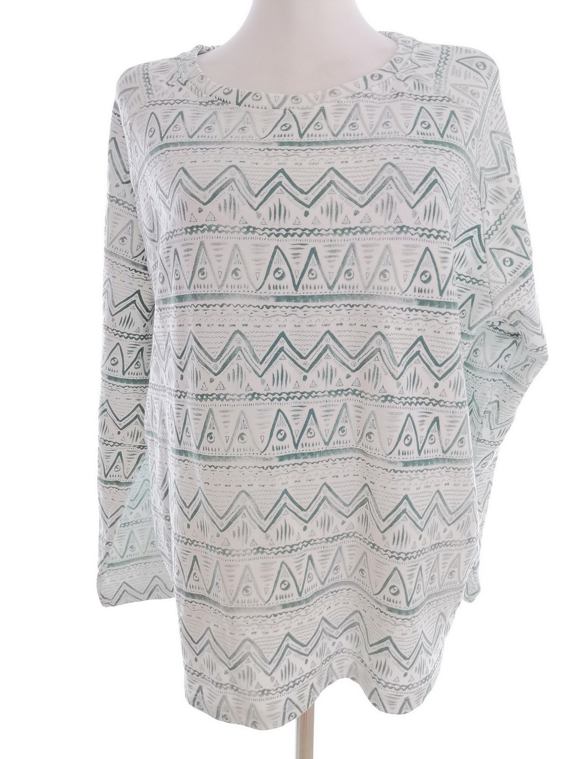 Zavanna Stl L Färg Khaki Fair Isle Rund urringning Blus Långärmad Material Bomull 100%