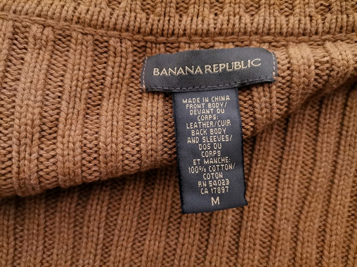 Banana Republic Stl M Färg Brun Krage Lång öppen koftkappa Långärmad Material Bomull 100% Finstickat