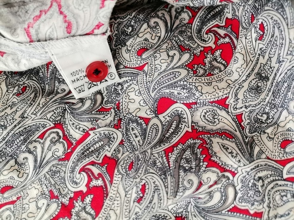 Grenouille Stl 42 Färg Grå Paisley Krage Knäppt Skjort Blus Långärmad Material Bomull 100%