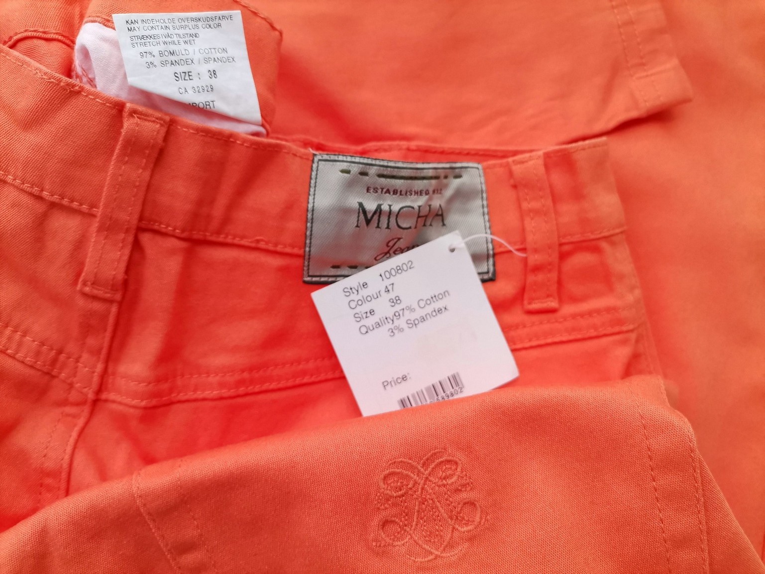 Micha Stl 38 Färg Orange Capribyxor Material Bomull