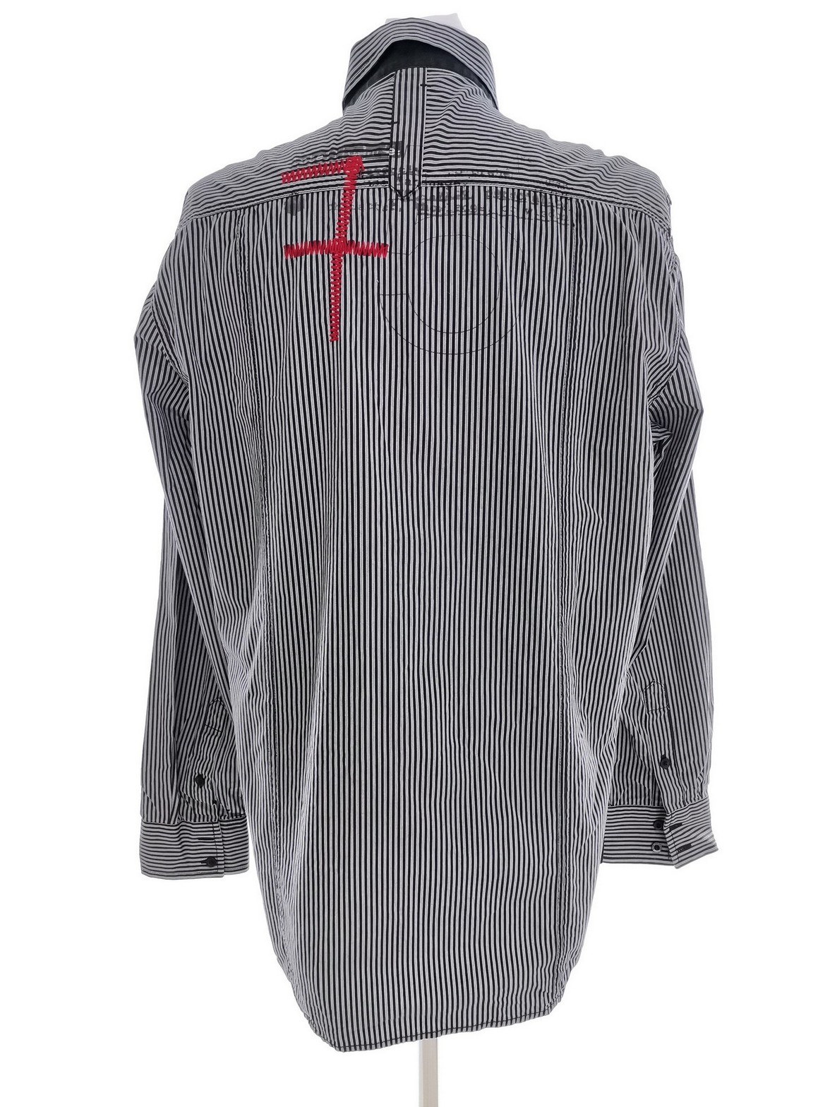 Jack & jones Stl XXL Färg Svart Ränder Krage Herr skjorta, casual Långärmad Material Bomull 100%