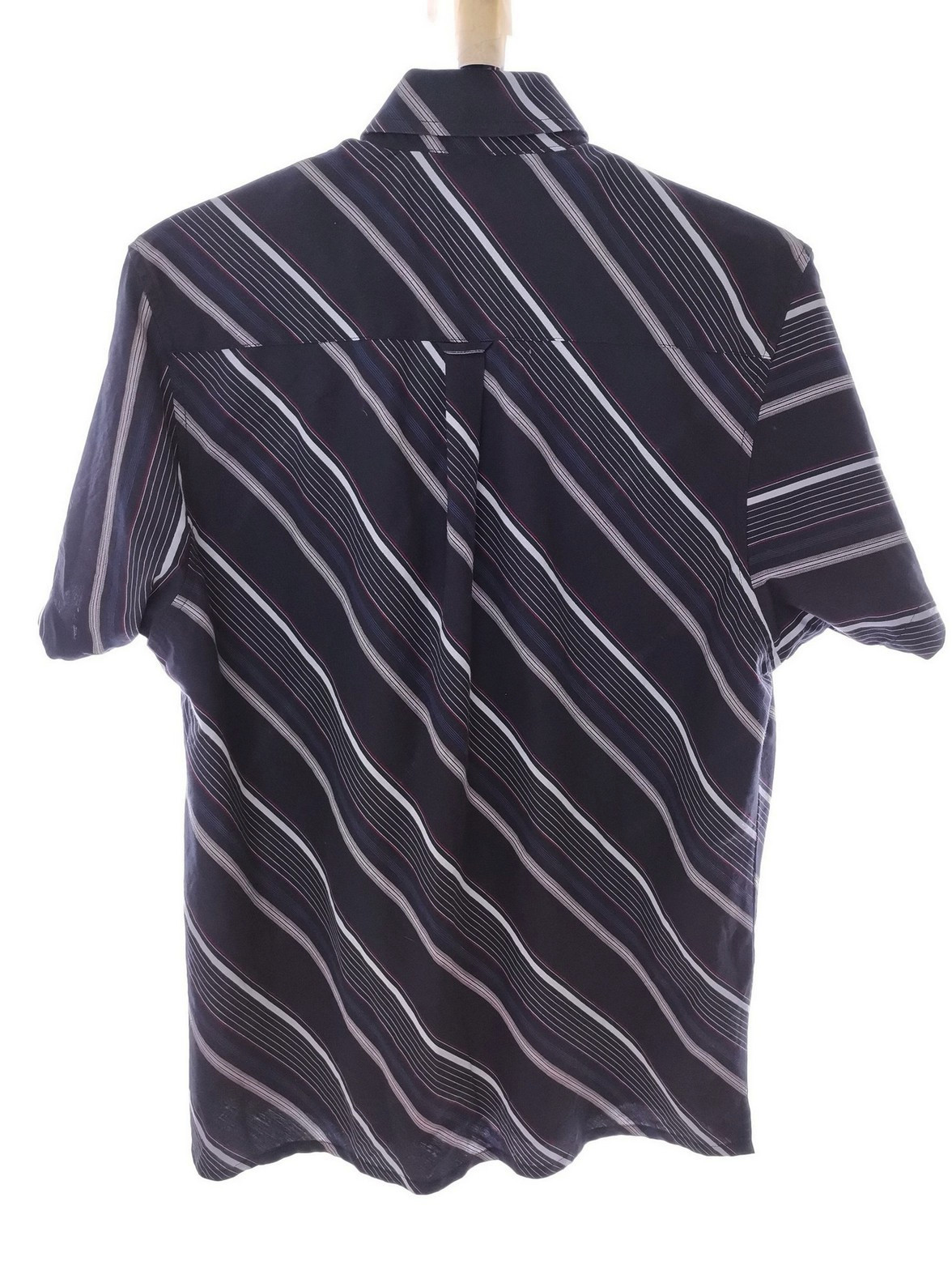 BEN SHERMAN Stl L (XS) Färg Marinblå Ränder Krage Herr skjorta, casual Kortärmad Material Bomull