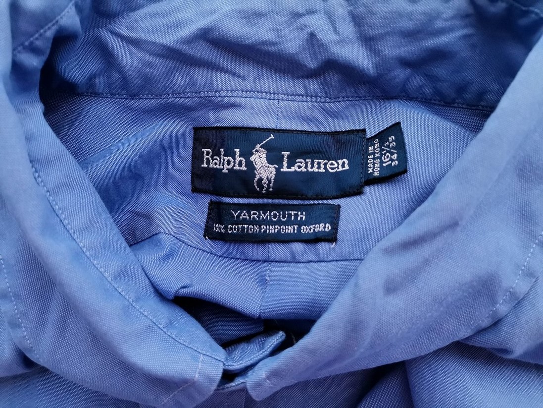 Ralph Lauren Stl 16.5 (34/35) 40 Färg Blå Krage Herr Skjorta, elegant Långärmad Material Bomull 100%