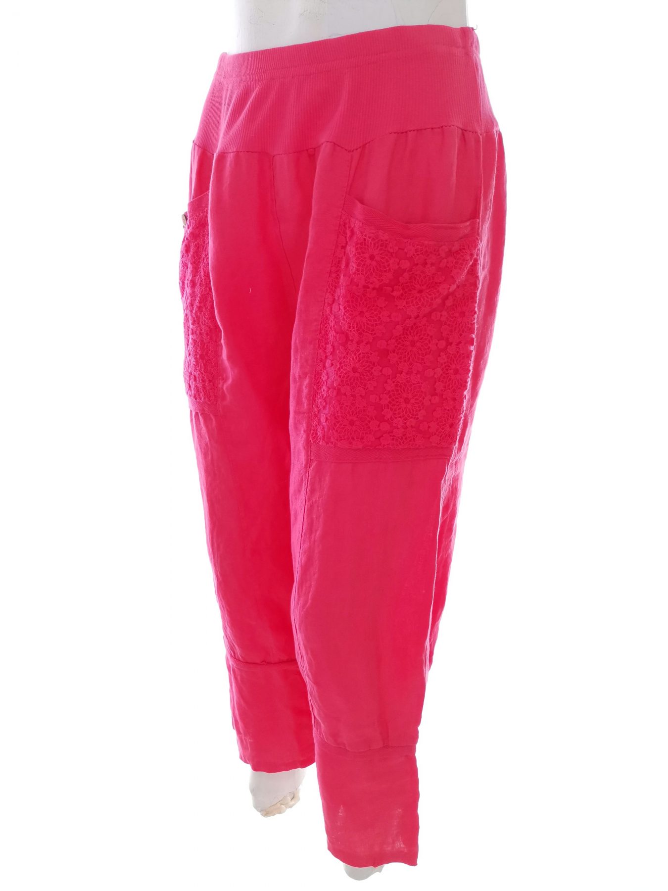 Italy Stl L Färg Rosa Casual Byxor Material Lin 100%