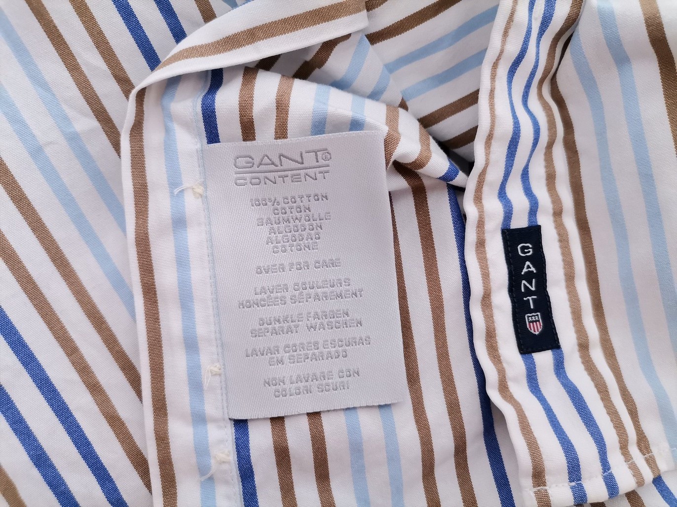 Gant Stl 158/164cm (XS/S) Färg Vit Ränder Krage Knäppt Skjort Blus Långärmad Material Bomull 100%