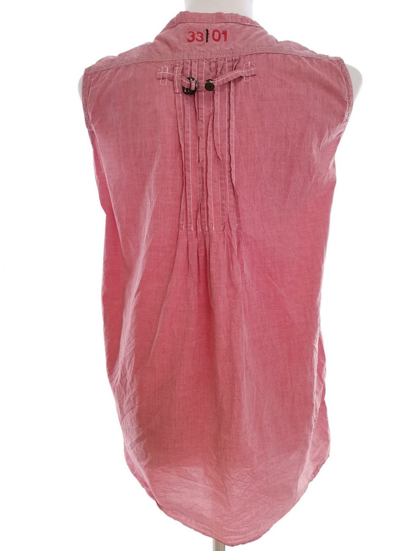 G-Star Raw Stl M Färg Rosa Rund urringning Popover Blus Knappar Ärmlös Material Bomull 100%