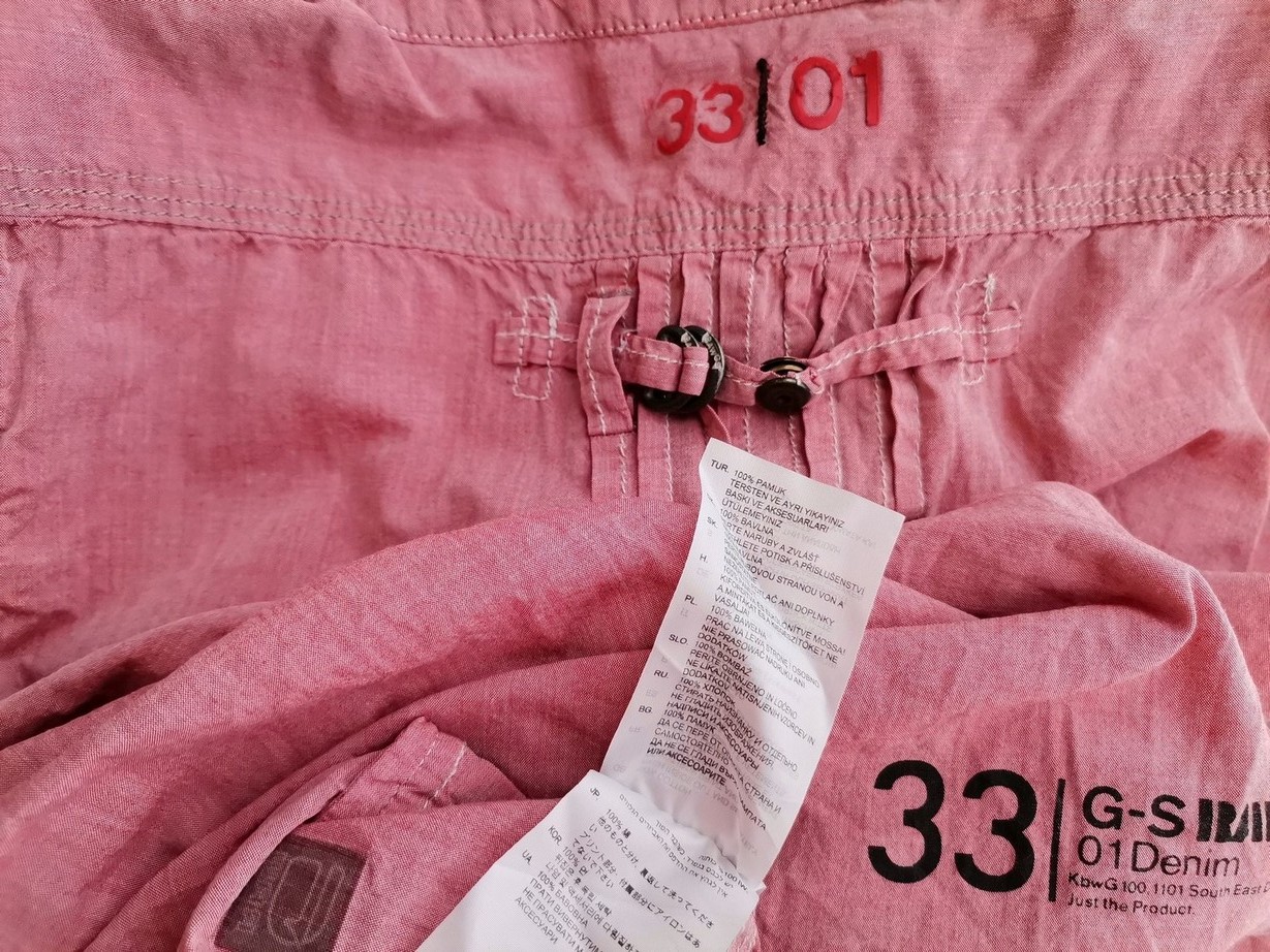 G-Star Raw Stl M Färg Rosa Rund urringning Popover Blus Knappar Ärmlös Material Bomull 100%