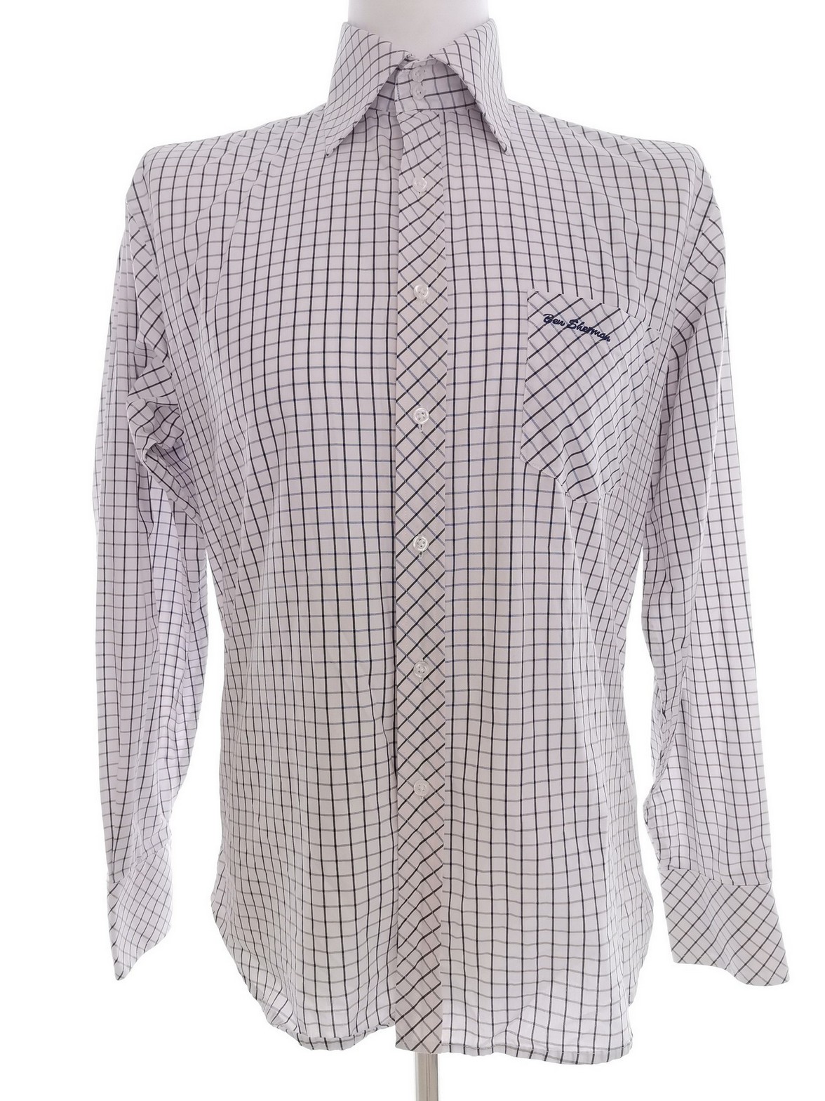 BEN SHERMAN Stl 2 (M) Färg Vit Rutigt Krage Herr skjorta, casual Långärmad Material Bomull