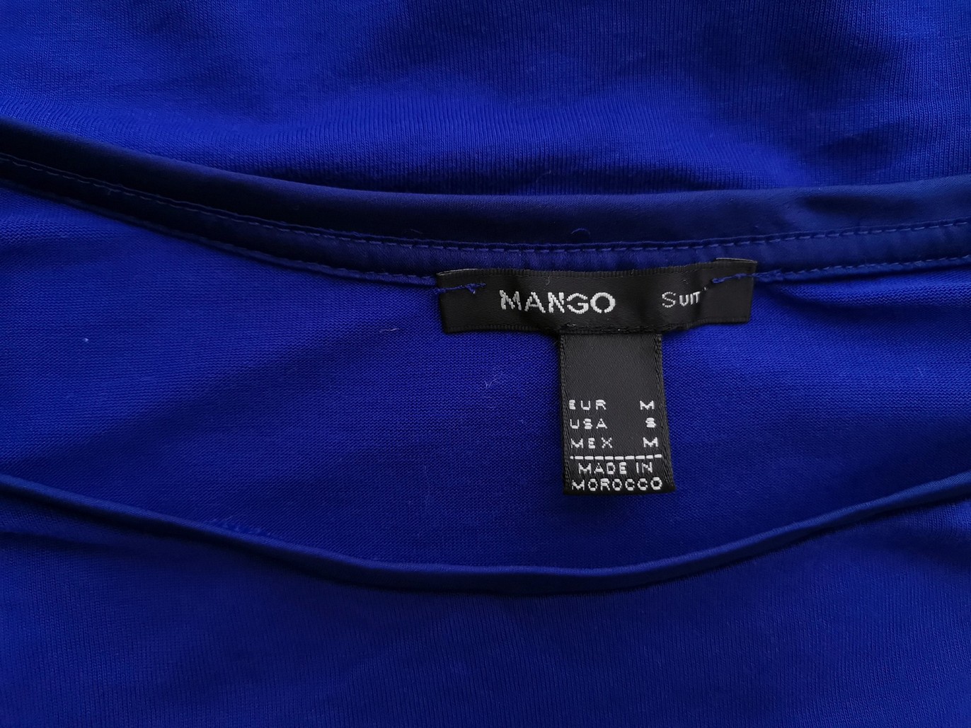 Mango Stl M Färg Blå Rund urringning Blus Kortärmad