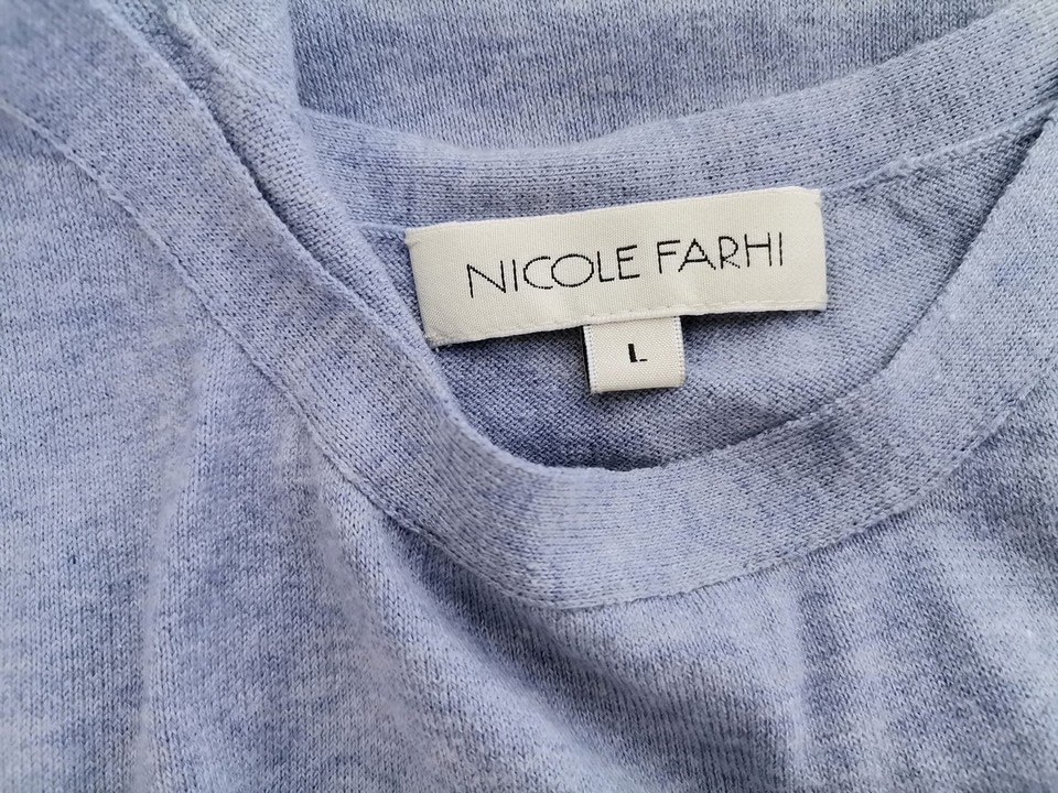 Nicole Farhi Stl L Färg Blå Rund urringning Blus Ärmlös Material Bomull 100%