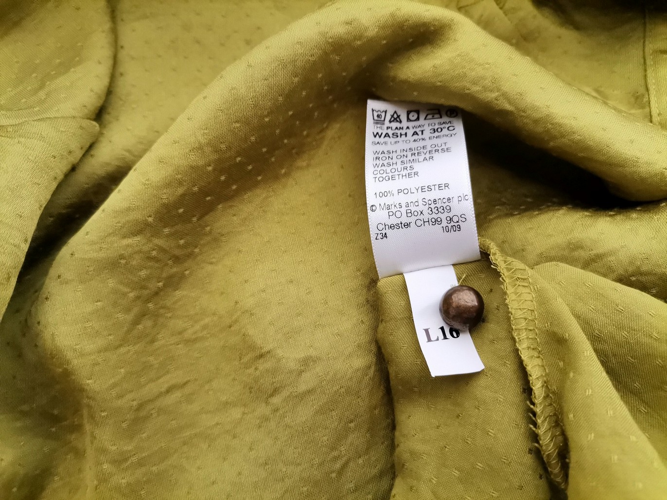 Marks&spencer Stl 22 (50) Färg Khaki Krage Blus Långärmad