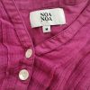 Noa noa Stl M Färg Rosa Split Crew Neck Popover Blus Knappar Långärmad Material Bomull 100%