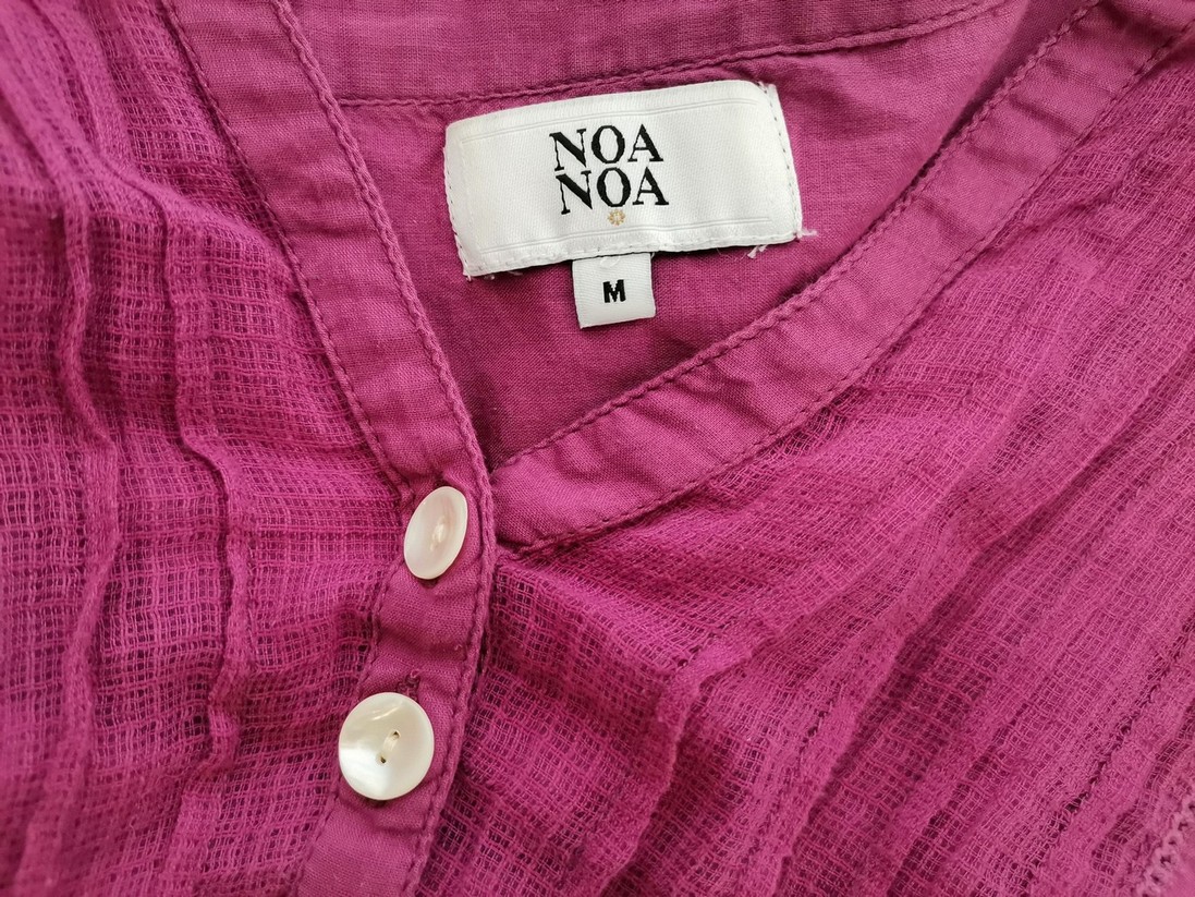 Noa noa Stl M Färg Rosa Split Crew Neck Popover Blus Knappar Långärmad Material Bomull 100%