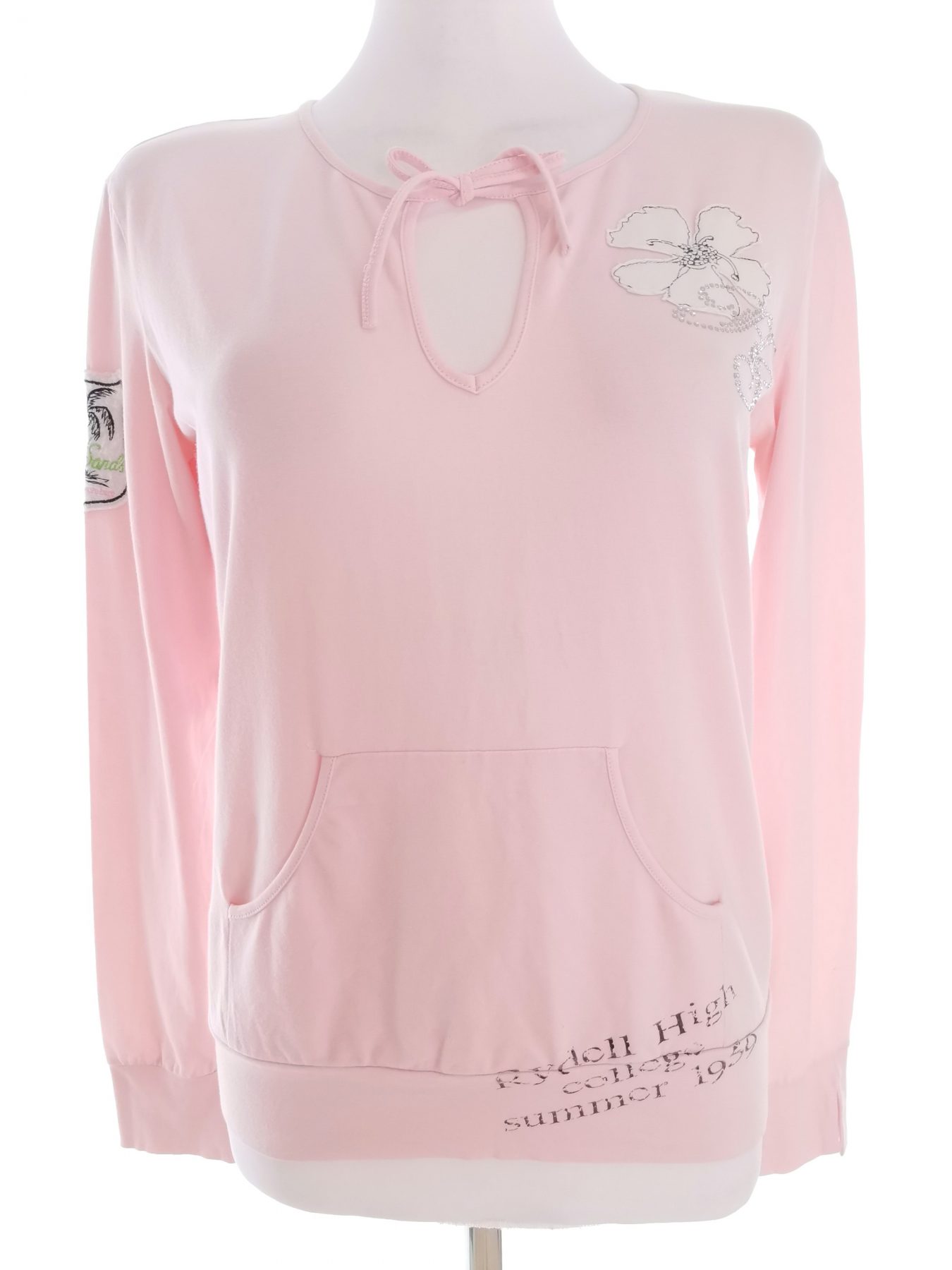 Marella Stl L Färg Rosa Keyhole Crew Neck Blus Långärmad Material Bomull