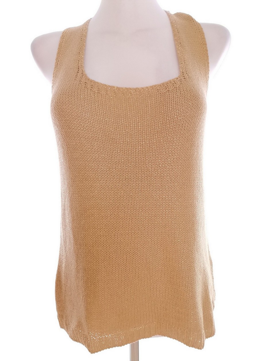 Nelly Trend Stl XS Färg Beige Kvadratisk urringning Stickad Blus Ärmlös Material Akryl 100%