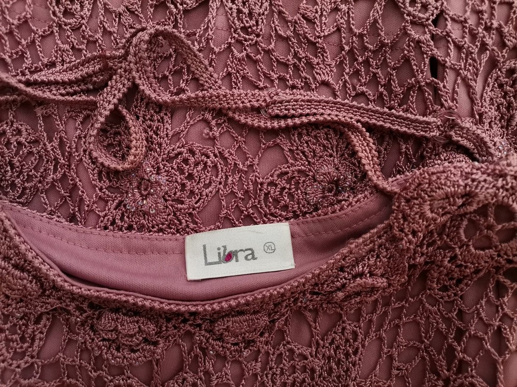 Libra Stl XL Färg Pudrig Rosa U-ringning Öppen stickad blus Ärmlös Material Rayon 100%