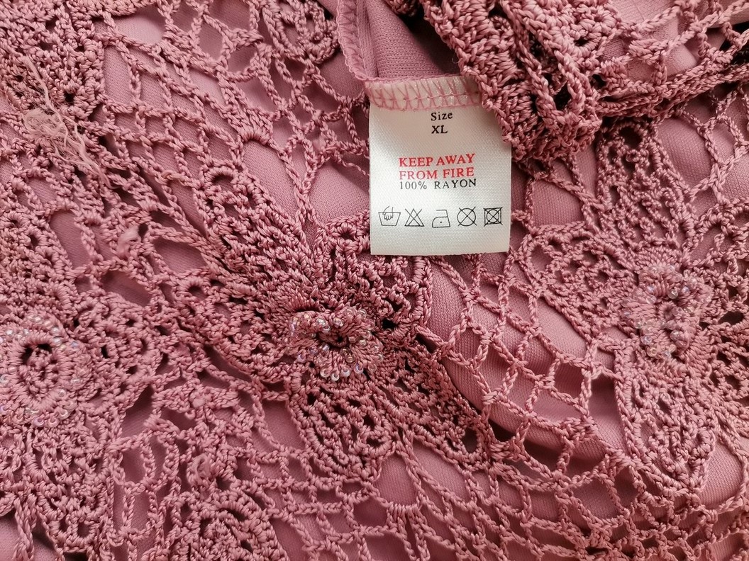 Libra Stl XL Färg Pudrig Rosa U-ringning Öppen stickad blus Ärmlös Material Rayon 100%