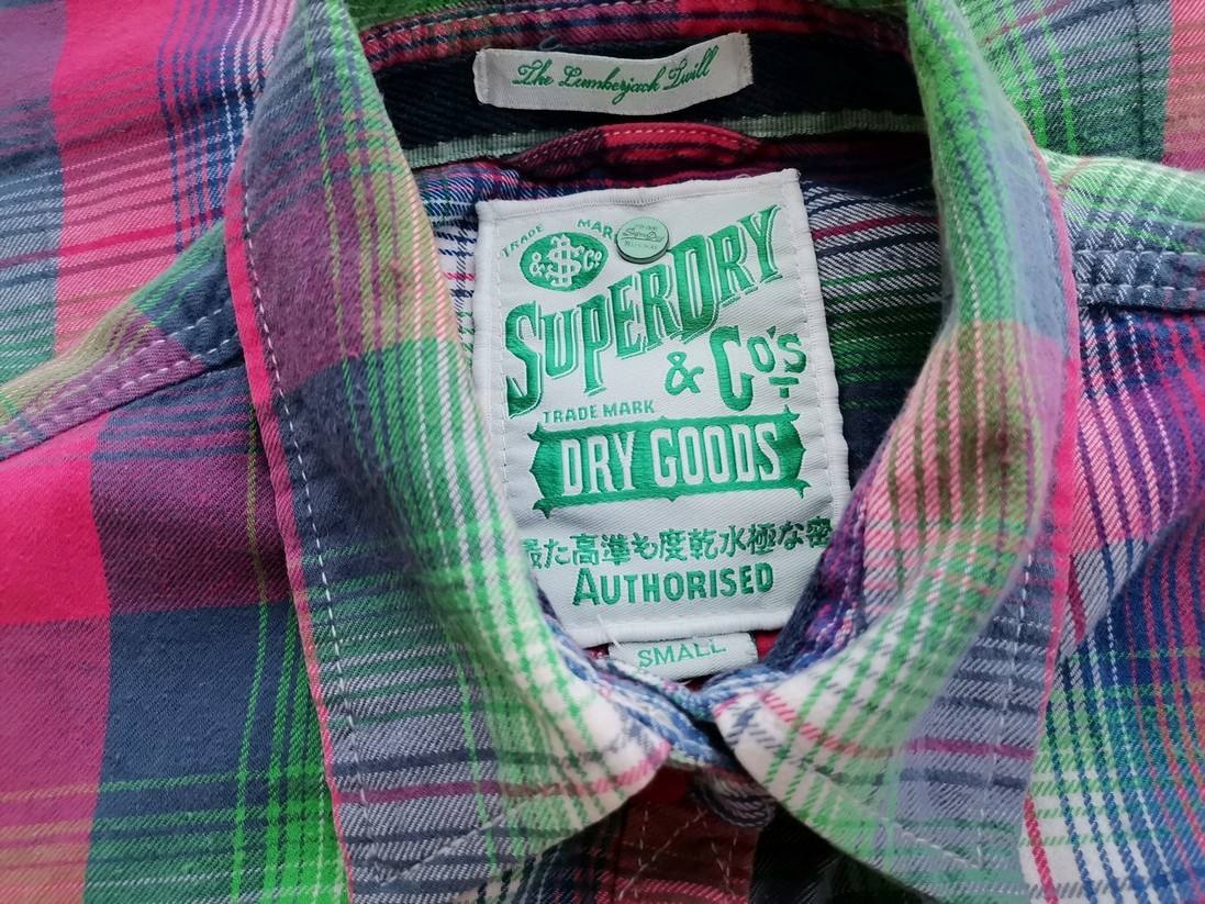 Superdry Stl S Färg Rosa Rutigt Krage Knäppt Skjort Blus Långärmad Material Bomull 100%