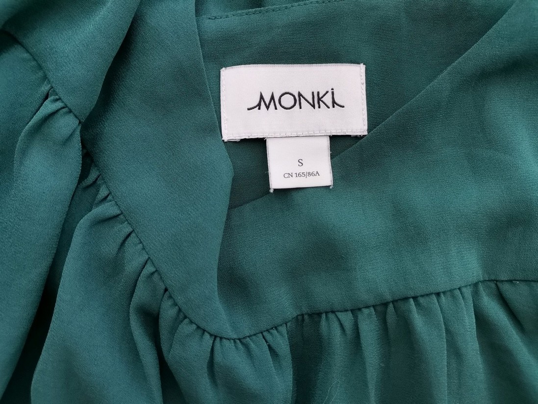 Monki Stl S Färg Smaragdgrön Rund urringning Raka Klänningen ärm 3/4 Knälängd