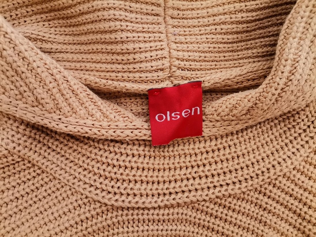 Olsen Stl 34 Färg Beige Draperad Stickad Tunika Blus Långärmad Material Bomull