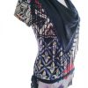 DESIGUAL Stl M Färg Marinblå Draperad Tunika blus Kortärmad Material Viskos 100%