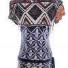 DESIGUAL Stl M Färg Marinblå Draperad Tunika blus Kortärmad Material Viskos 100%