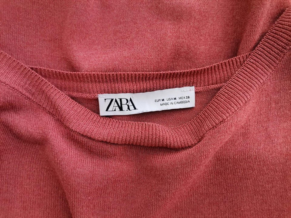 Zara Stl M Färg Rosa Båtringning Blus Långärmad