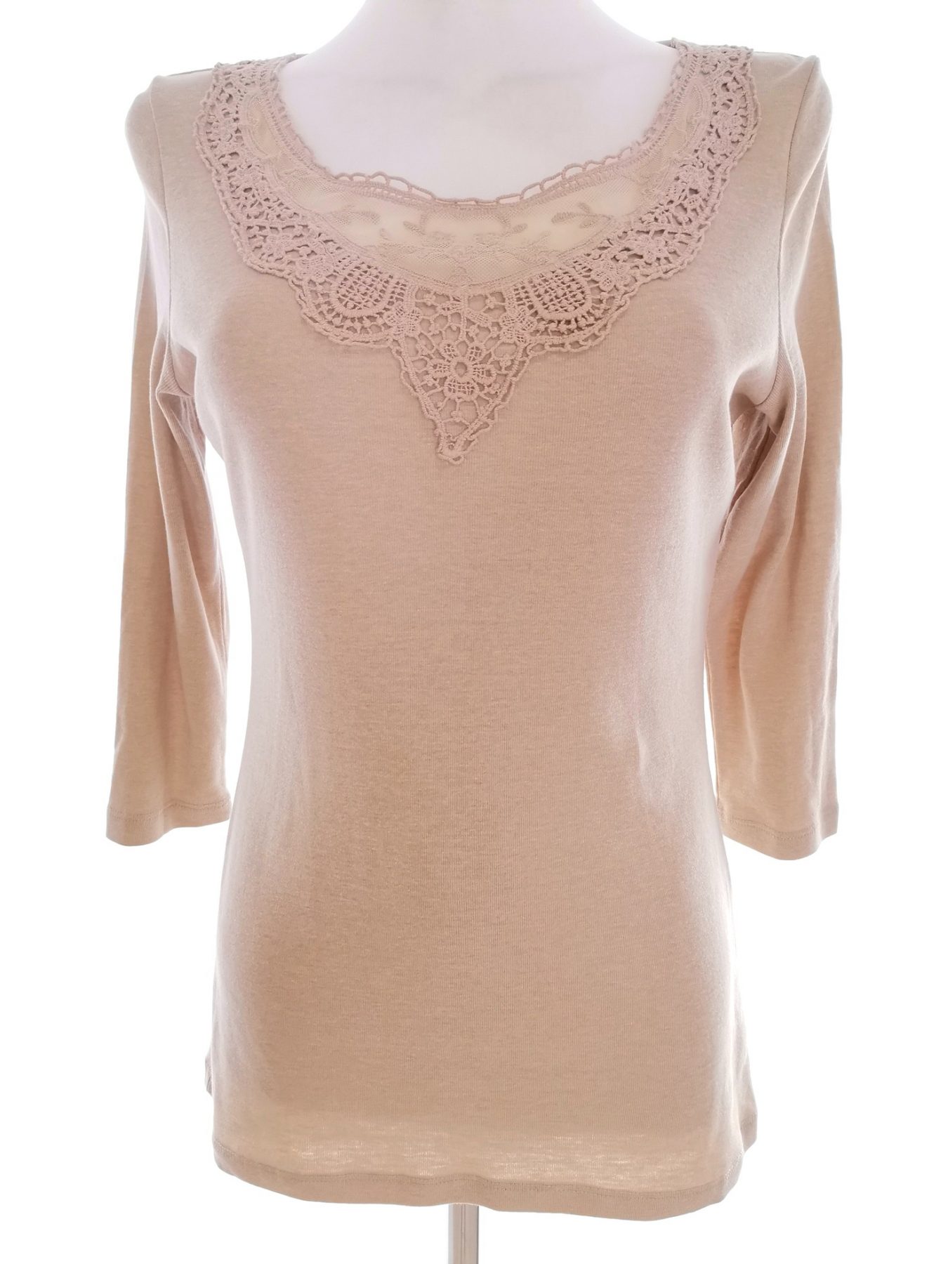 Oasis Stl M Färg Beige Rund urringning Blus ärm 3/4 Material Bomull