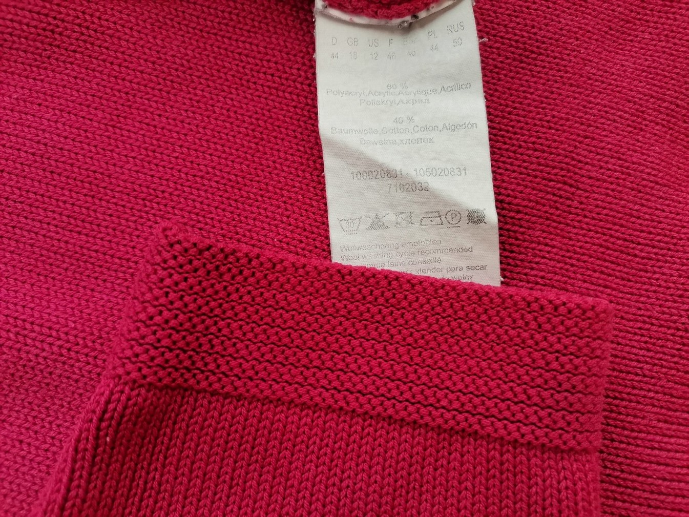 Olsen Stl 44 Färg Fuchsia V-ringning Tröja Långärmad Material Akryl Finstickat