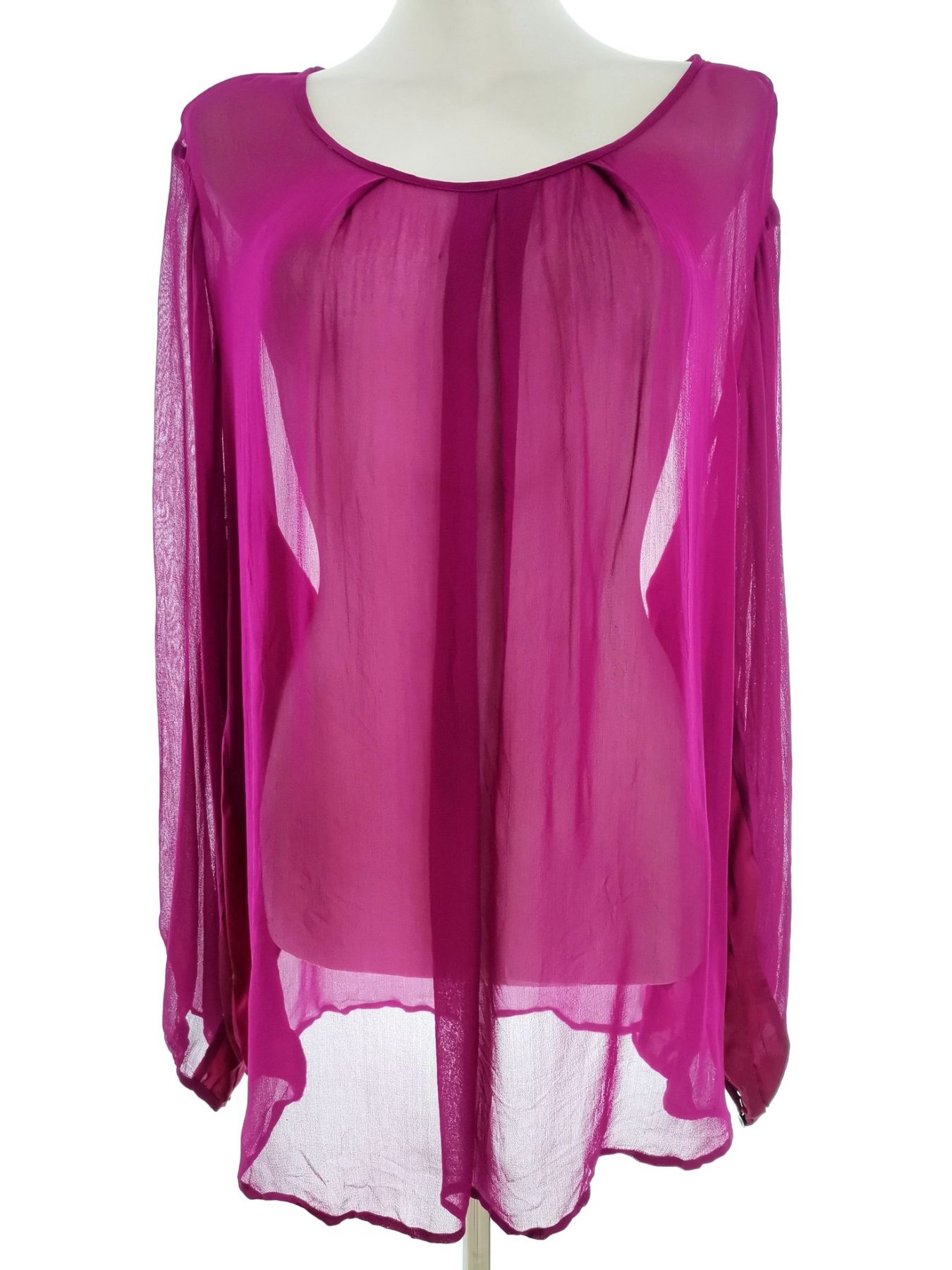 DIDI Stl XL Färg Fuchsia Rund urringning Blus Långärmad Material Viskos 100%