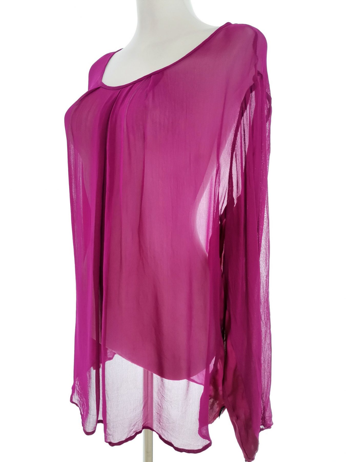 DIDI Stl XL Färg Fuchsia Rund urringning Blus Långärmad Material Viskos 100%