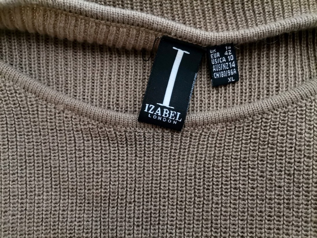 Izabel London Stl 14 (42) Färg Khaki Båtringning Tröja Långärmad Material Akryl 100% Finstickat