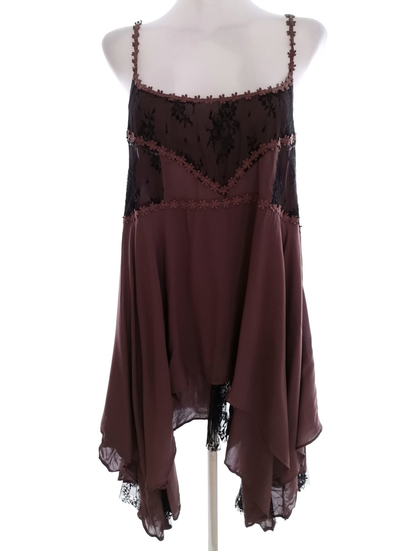 Intimately By Free People Stl M Färg Brun Axelbandslös Mini Klänning Ärmlös Kort Material Rayon 100%